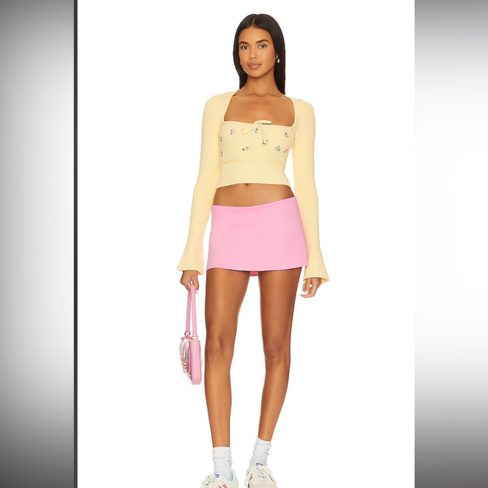 Danielle Guizio micro mini skirt in sweet pink